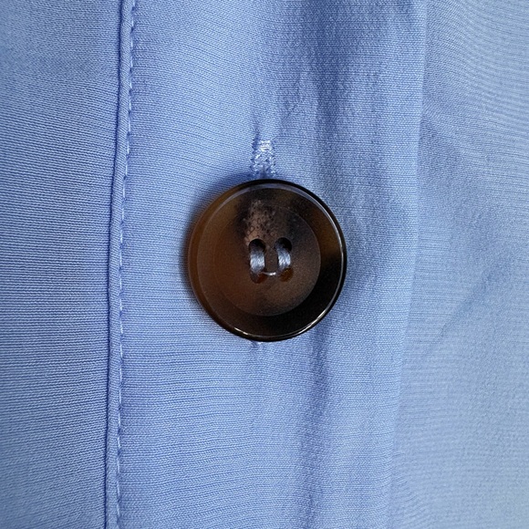 White Birch Blue Oversized Button Down Shirt with 3/4 Sleeves - Picture 4 of 6